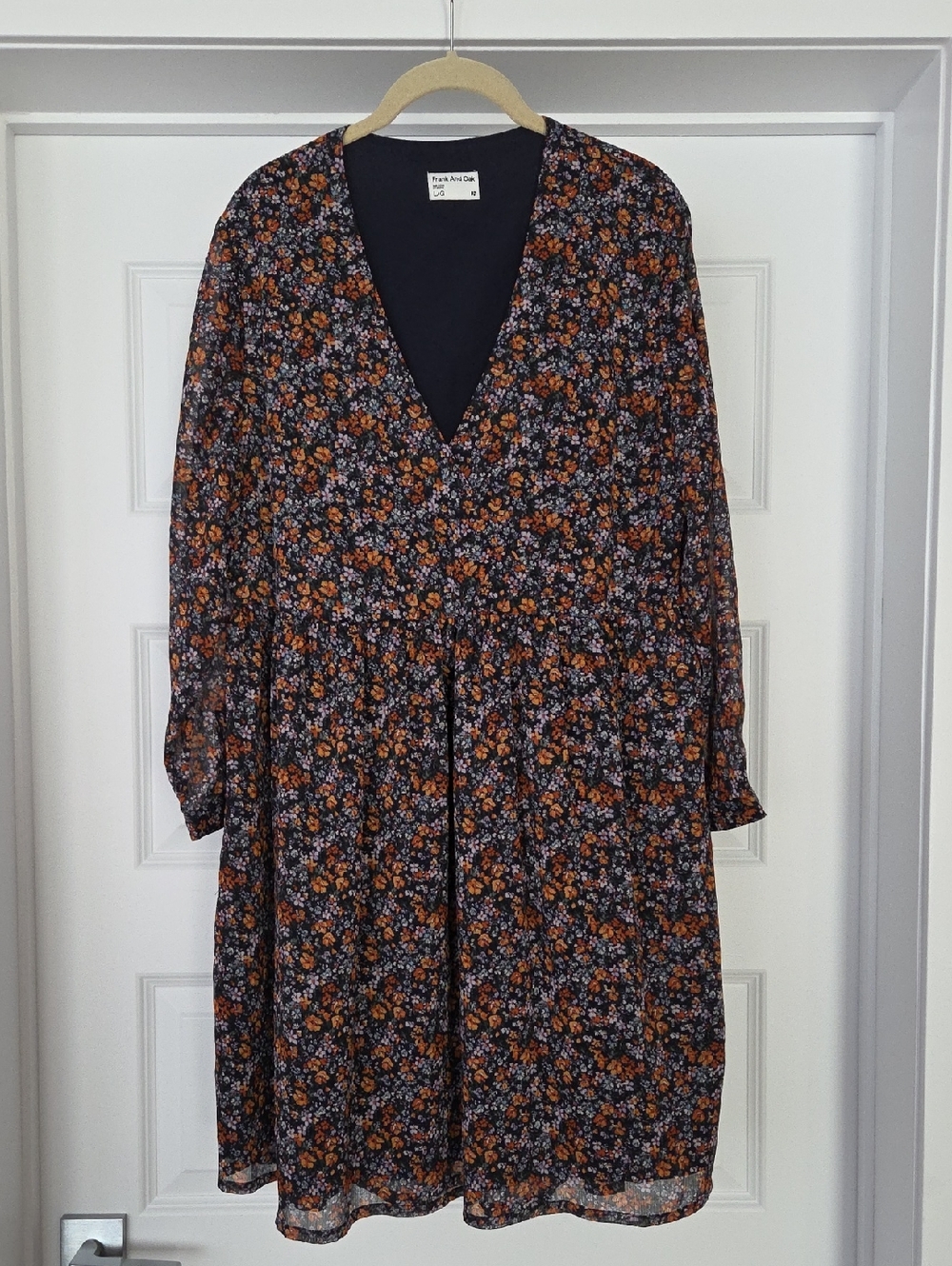 Frank And Oak The Printed Chiffon Long Sleeve Dress in Purple haze, Size L